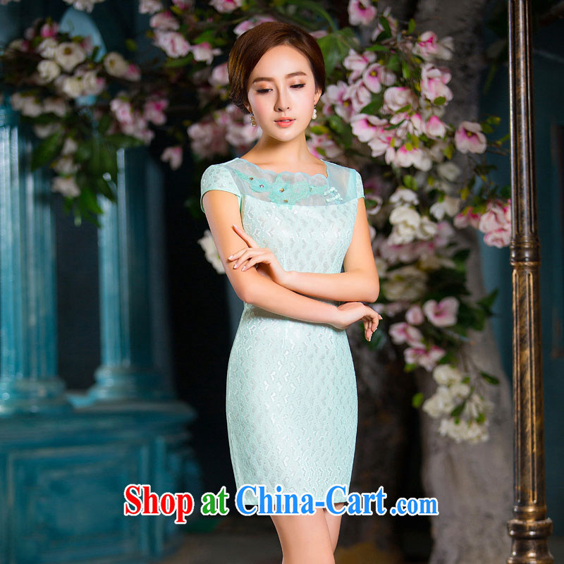 Love Life Chinese Antique summer 2015 New Products lace improved cheongsam dress Daily Beauty ladies short-sleeve package and green XL, love life, and shopping on the Internet