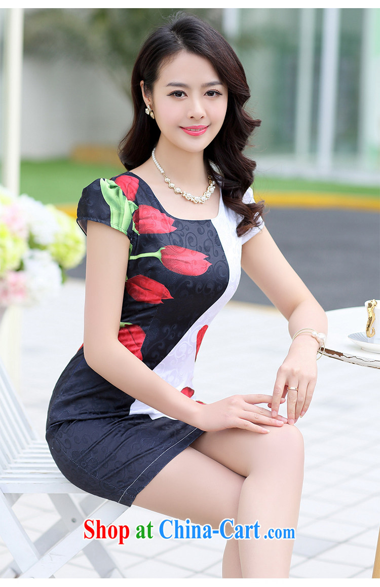 Improved cheongsam 2015 summer packages and short cheongsam dress party for the lumbar cultivating middle-aged dresses spell color stamp stylish MOM replace ceremonial dress black L pictures, price, brand platters! Elections are good character, the national distribution, so why buy now enjoy more preferential! Health