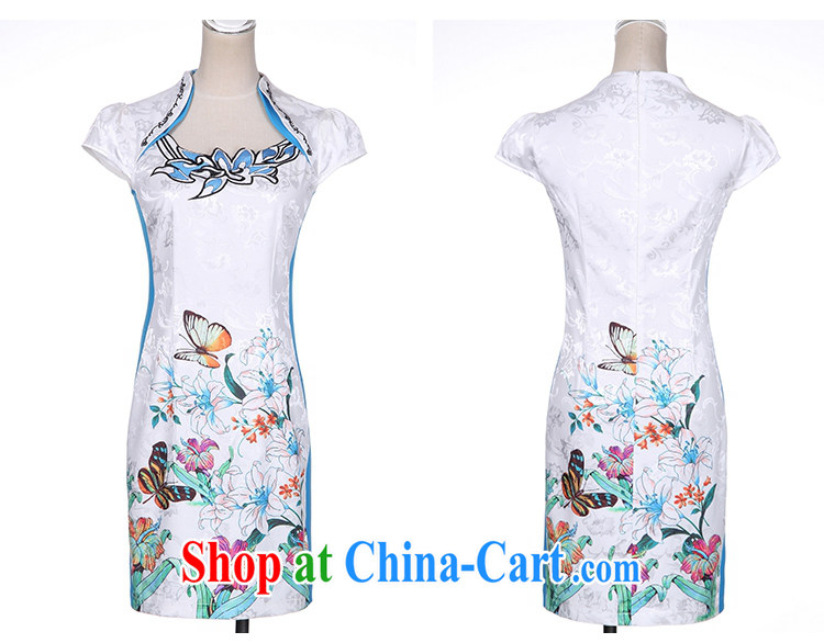 Improved cheongsam 2015 summer ceremonial dress, for middle-aged dresses the pockets and cheongsam dress short stamp temperament female blue M pictures, price, brand platters! Elections are good character, the national distribution, so why buy now enjoy more preferential! Health