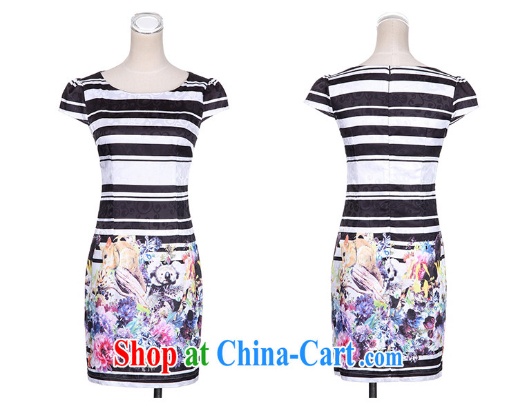 Improved cheongsam middle-aged dresses 2015 summer purses and everyday dresses skirts party for leave of two-piece stripes collision-color stamp mom with aura leisure female black XXL pictures, price, brand platters! Elections are good character, the national distribution, so why buy now enjoy more preferential! Health