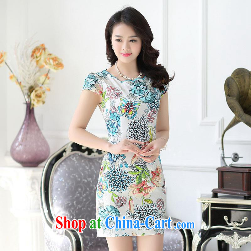 Improved cheongsam middle-aged fashion style dress package and cultivating graphics thin cheongsam dress short, stamp the female elegant mother load Po, L, UYUK, shopping on the Internet