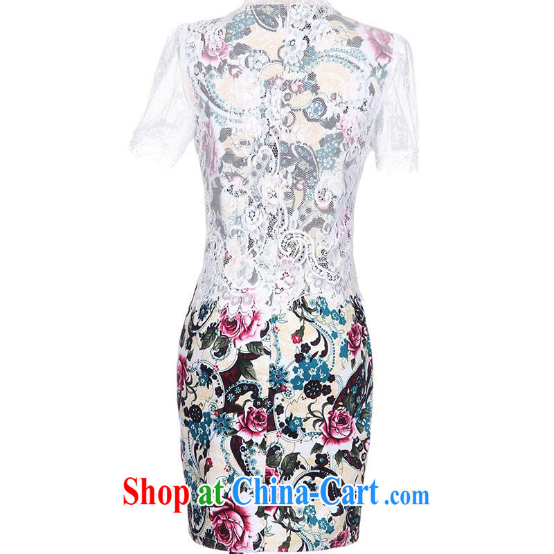 Improved cheongsam dress summer 2015 new middle-aged dresses beauty graphics thin OL commuter career with Chinese daily cheongsam dress lace elegance mother black M, UYUK, shopping on the Internet