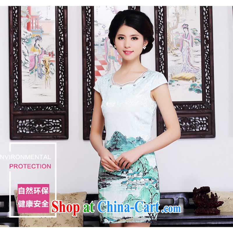 Summer new Stylish retro girls with dresses beauty aura improved Tang on the code graphics thin dresses HZMwl 1822 Lotus XXL stakeholders, the cloud (YouThinking), and, on-line shopping