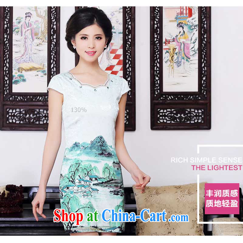 Summer new Stylish retro girls with dresses beauty aura improved Tang on the code graphics thin dresses HZMwl 1822 Lotus XXL stakeholders, the cloud (YouThinking), and, on-line shopping