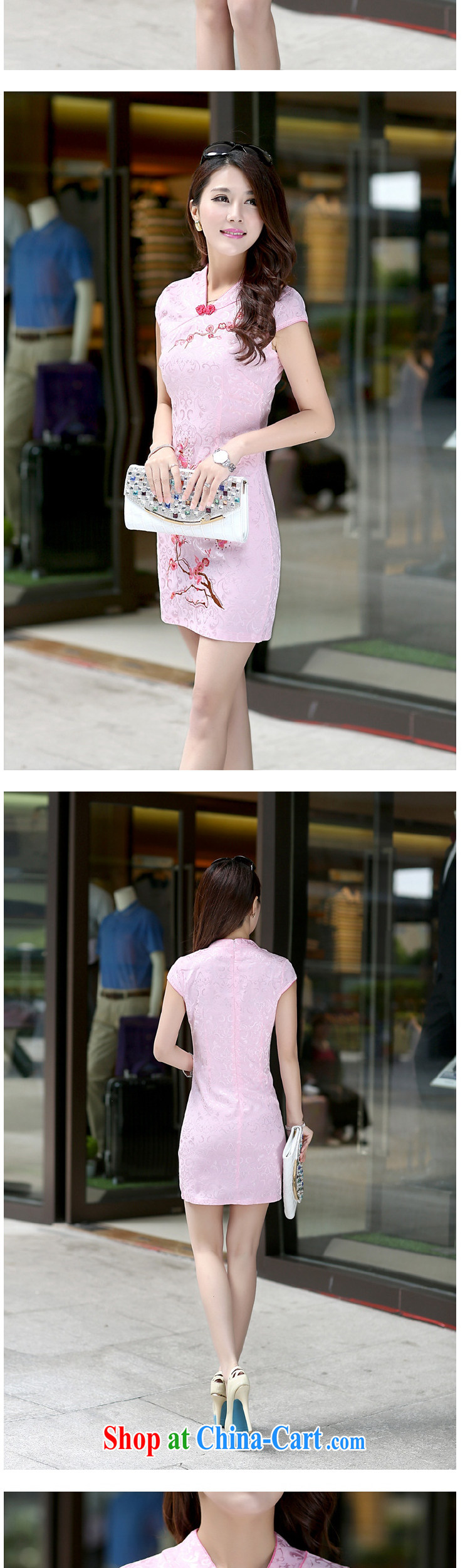Summer New Women, cultivating ethnic wind cheongsam dress small V collar short cheongsam embroidered ZX 0991 pink S pictures, price, brand platters! Elections are good character, the national distribution, so why buy now enjoy more preferential! Health