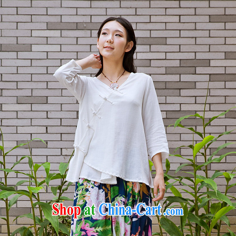 In particular_, 2015 National wind female summer Chinese clothing improved Chinese antique Chinese clothing loose the code-port T-shirt white L _pre-sale_