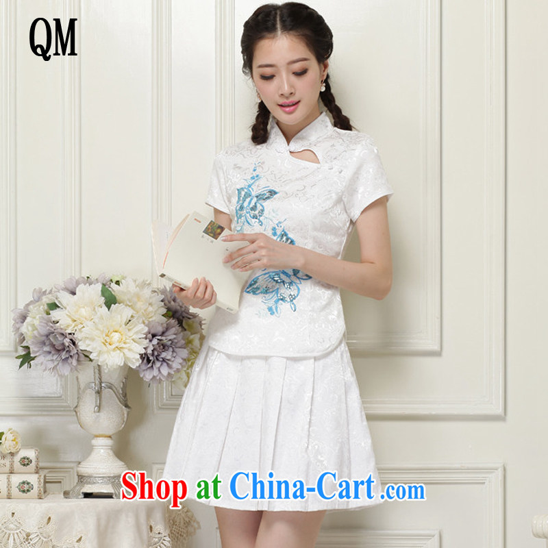 Shallow end, summer dresses for China's National wind-power's a tight two-piece short cheongsam package JT 988 white XXL