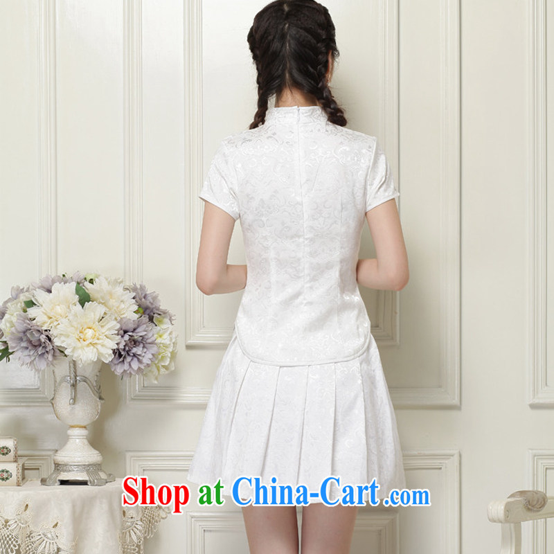 Shallow end, summer dresses for China's National wind-power's a tight two-piece short cheongsam package JT 988 white XXL, light (at the end QM), shopping on the Internet