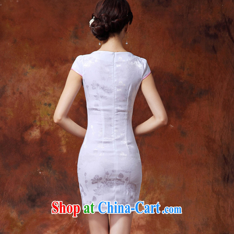 End very fine stamp Ethnic Wind and elegant and stylish improved cheongsam Chinese short-sleeved qipao JT 916 #white XXL, light (at the end QM), and on-line shopping