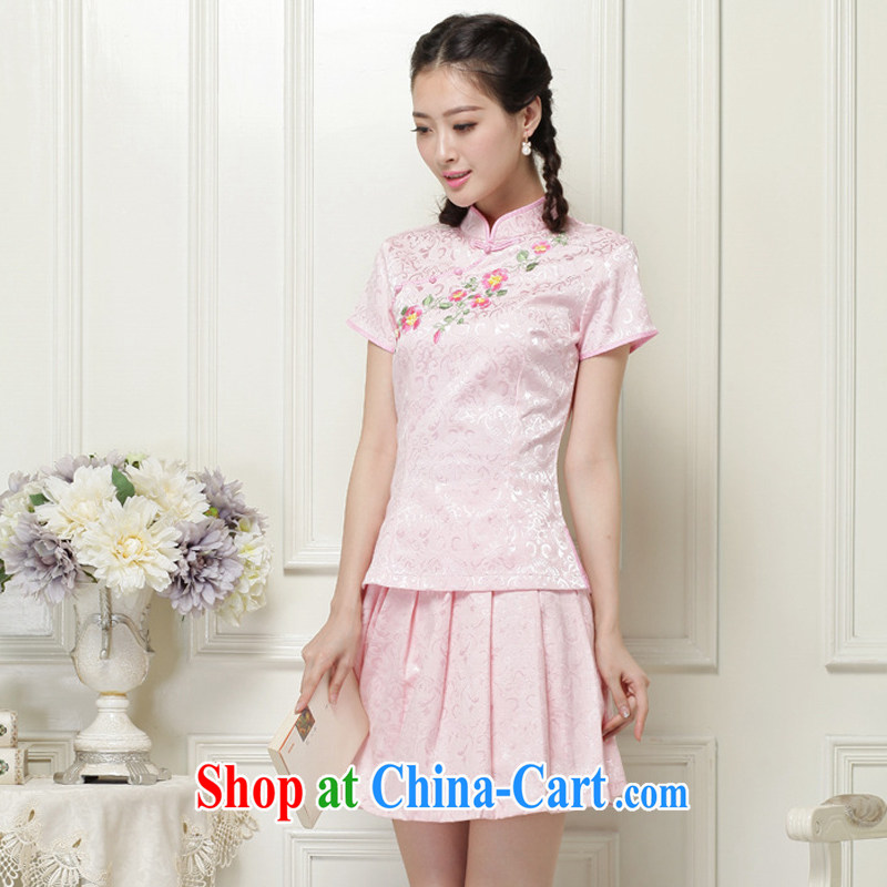 The end is very stylish and improved cheongsam Chinese wind-power's a tight two-piece short set JT 2068 pink XXL, light (at the end QM), shopping on the Internet