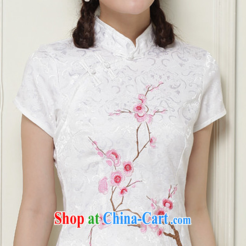 The end is very stylish girl with short, two-piece dresses Ethnic Wind elegant improved cheongsam JT 119 #white XXL, shallow end (QM), and, on-line shopping