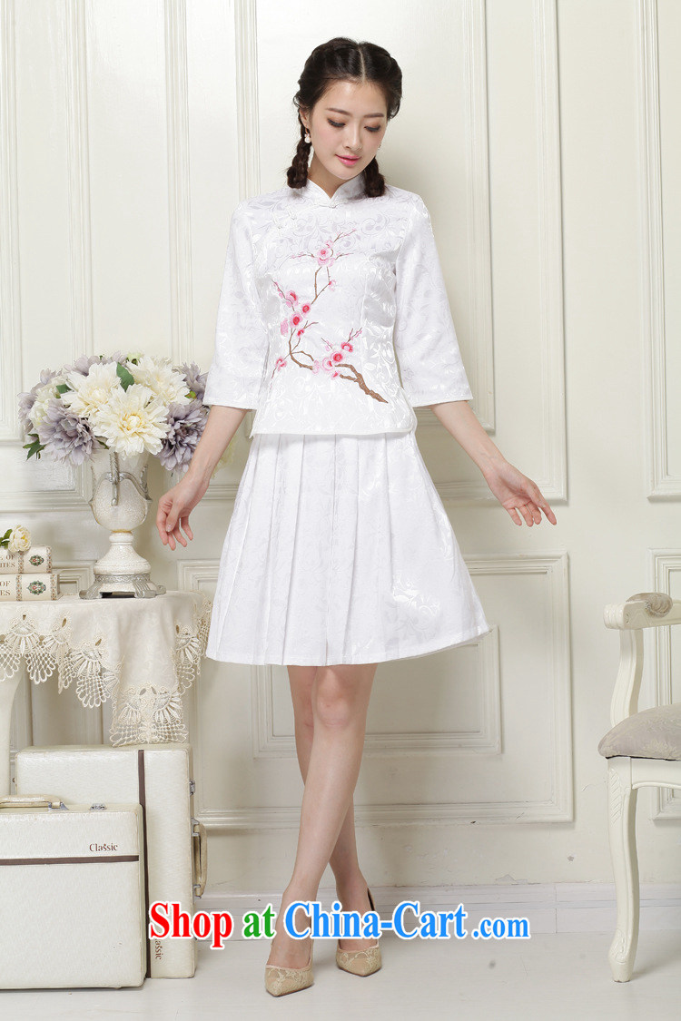 light at the Chinese qipao Ethnic Wind literary minimalist students with the collar, cuff stamp two-piece dresses JT 1058 white XXL pictures, price, brand platters! Elections are good character, the national distribution, so why buy now enjoy more preferential! Health