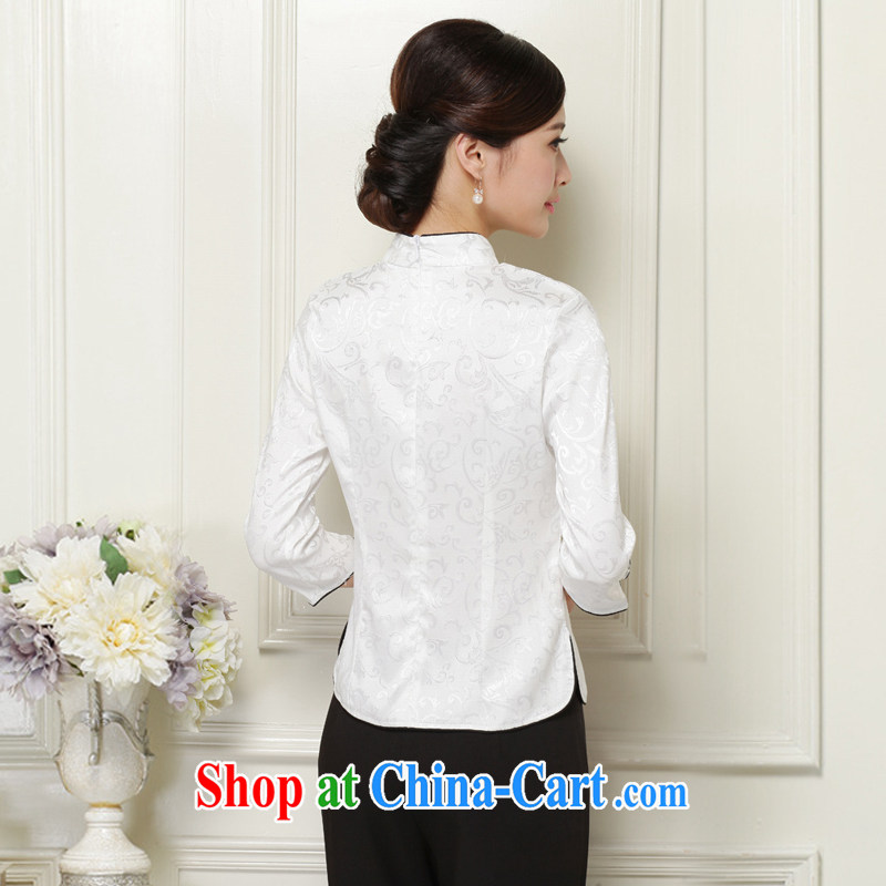 light at the 2015 National wind 7 cuff improved cheongsam shirt JT 1059 white XXL, light (at the end QM), and shopping on the Internet