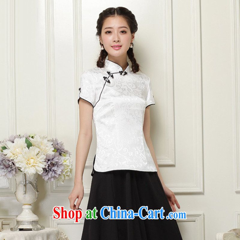 light at the Chinese Tang on T-shirt hand-tie short-sleeved improved cheongsam shirt JT 1052 white XXL, shallow end (QM), shopping on the Internet