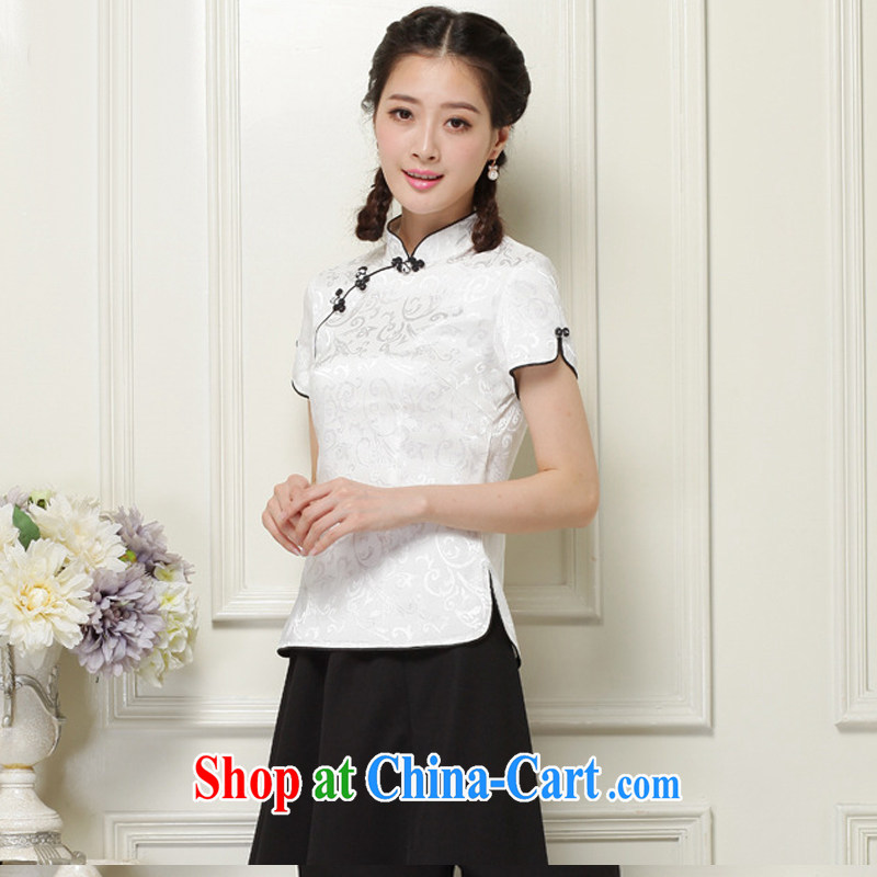 light at the Chinese Tang on T-shirt hand-tie short-sleeved improved cheongsam shirt JT 1052 white XXL, shallow end (QM), shopping on the Internet