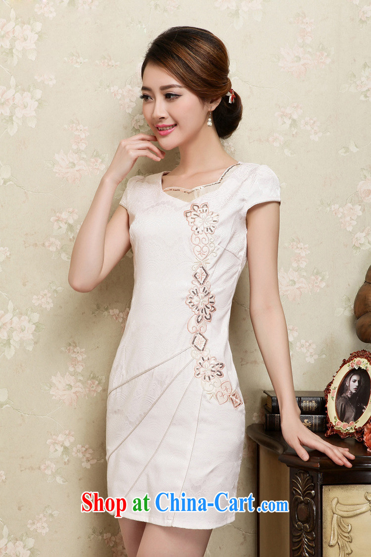 Shallow end improved cheongsam Chinese Ethnic Wind female short-sleeved cultivating cheongsam Chinese JT 1028 white XL pictures, price, brand platters! Elections are good character, the national distribution, so why buy now enjoy more preferential! Health