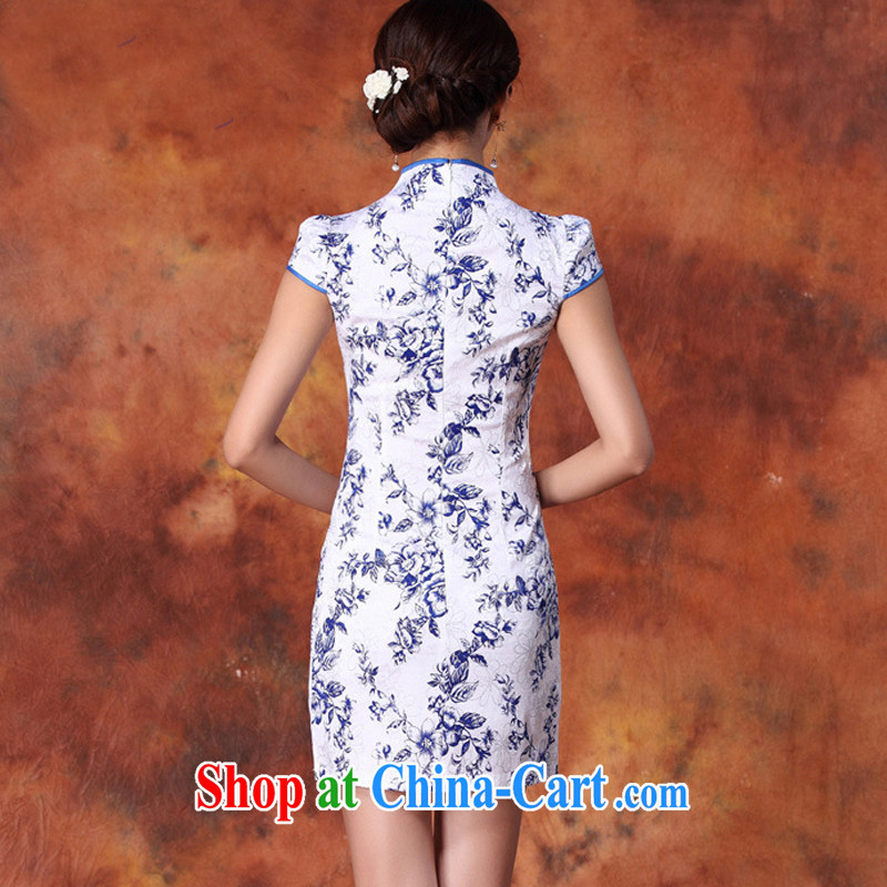 Shallow end female outfit blue and white porcelain hot silver improved short cheongsam beauty no's cheongsam Chinese JT 1012 blue XL, light (at the end QM), shopping on the Internet