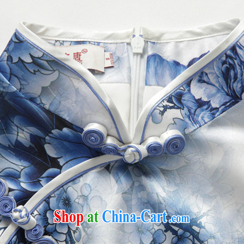 Very late summer 2015 double-decker cheongsam improved China wind antique porcelain was cheongsam JT 5091 Map Color XXL, shallow end (QM), shopping on the Internet