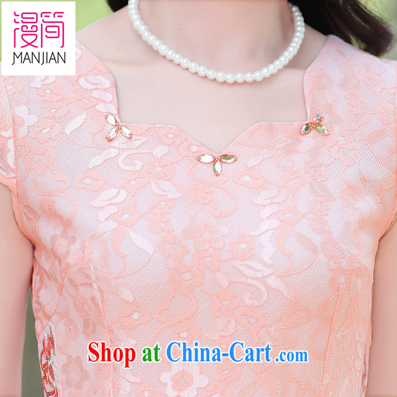 Spread in short 2015 new summer short-sleeved qipao dresses of Yuan cultivating pure color lace Chinese improved bows serving fruit green XXL, diffuse in short, shopping on the Internet