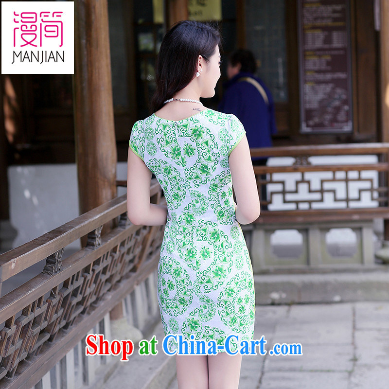 Animated short 2015 new summer short-sleeved dresses short skirt antique Chinese Dress package and lace stamp toast clothing green XXL, animated short, on-line shopping