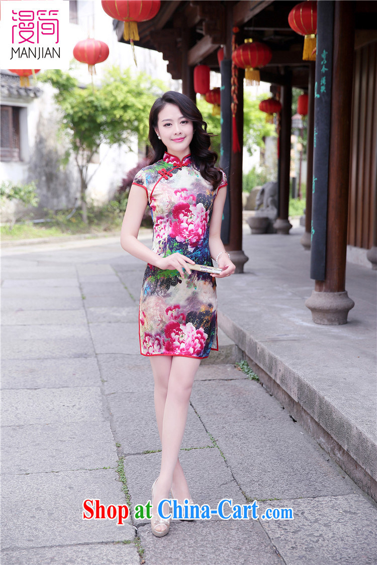 Animated short sleeve cheongsam dress name Yuan, for cultivating aura stamp 2015 summer new Chinese Dress sauna Silk Cheongsam dress pink Peony XXL pictures, price, brand platters! Elections are good character, the national distribution, so why buy now enjoy more preferential! Health