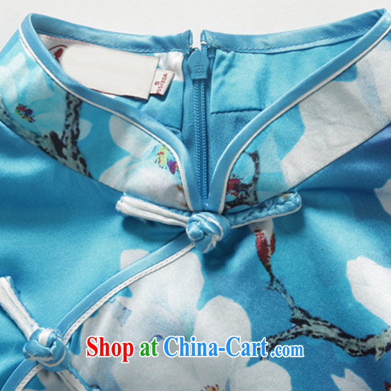 Very late summer 2015, Jade Orchid sauna silk Silk Cheongsam dress retro fashion improved cultivating cheongsam dress JT 5092 Map Color XXL, shallow end (QM), online shopping