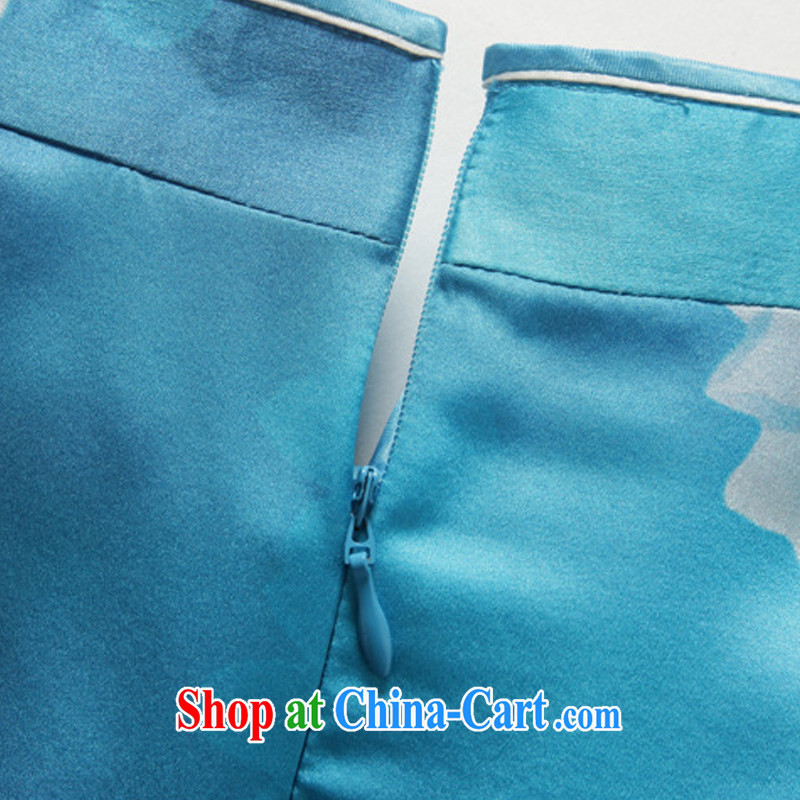Very late summer 2015, Jade Orchid sauna silk Silk Cheongsam dress retro fashion improved cultivating cheongsam dress JT 5092 Map Color XXL, shallow end (QM), online shopping