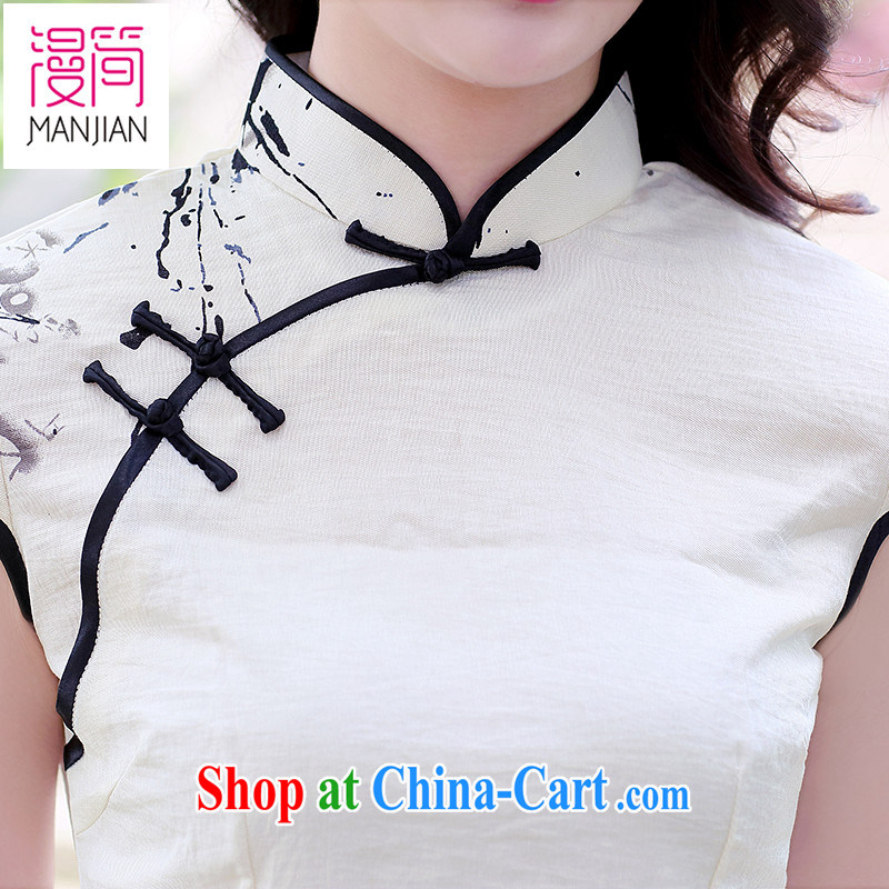 Spread in short 2015 new summer short-sleeved cotton the cheongsam dress ethnic wind cultivating Chinese bows service packages and painting XXL, diffuse in short, shopping on the Internet