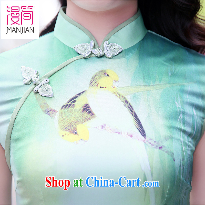 Animated short cheongsam dress retro, for Peony Chinese 2015 new summer short-sleeved daily ethnic wind package and small virgin XXL, animated short, shopping on the Internet