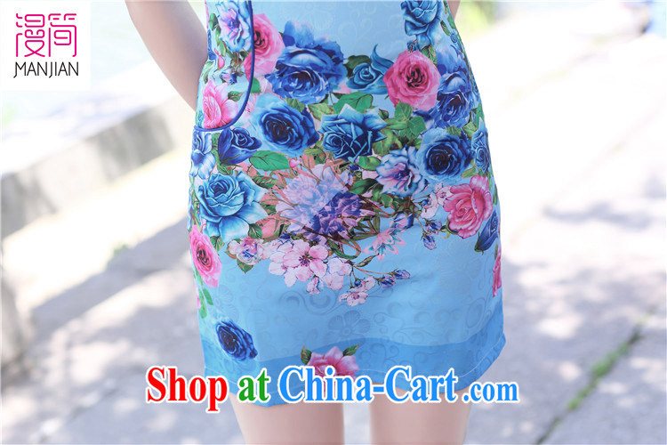 Animated short 2015 new summer cheongsam dress short-sleeved improved national wind antique Chinese beauty package and short skirts blue rose XXL pictures, price, brand platters! Elections are good character, the national distribution, so why buy now enjoy more preferential! Health