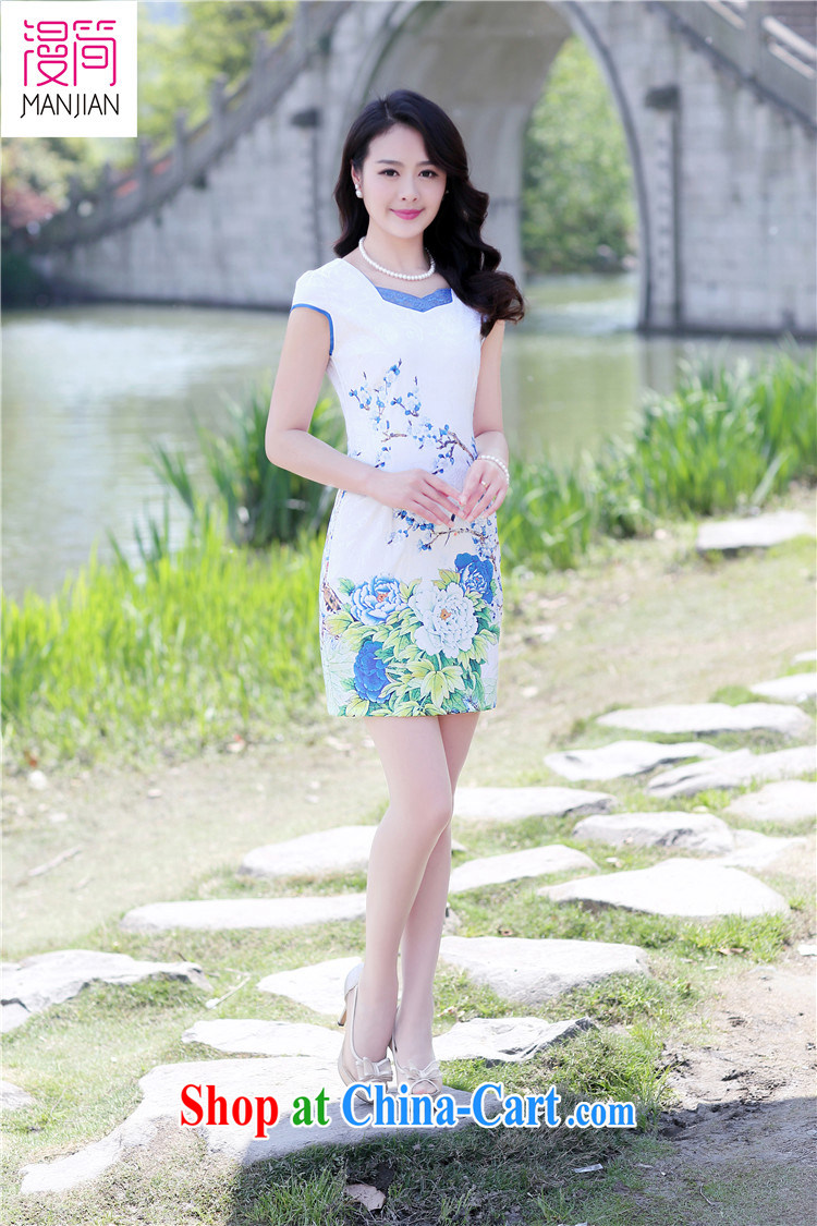 Animated short 2015 summer day-girl cheongsam dress package and solid skirt Chinese Ethnic Wind cultivating cotton mA short skirts the Peony XXXL pictures, price, brand platters! Elections are good character, the national distribution, so why buy now enjoy more preferential! Health