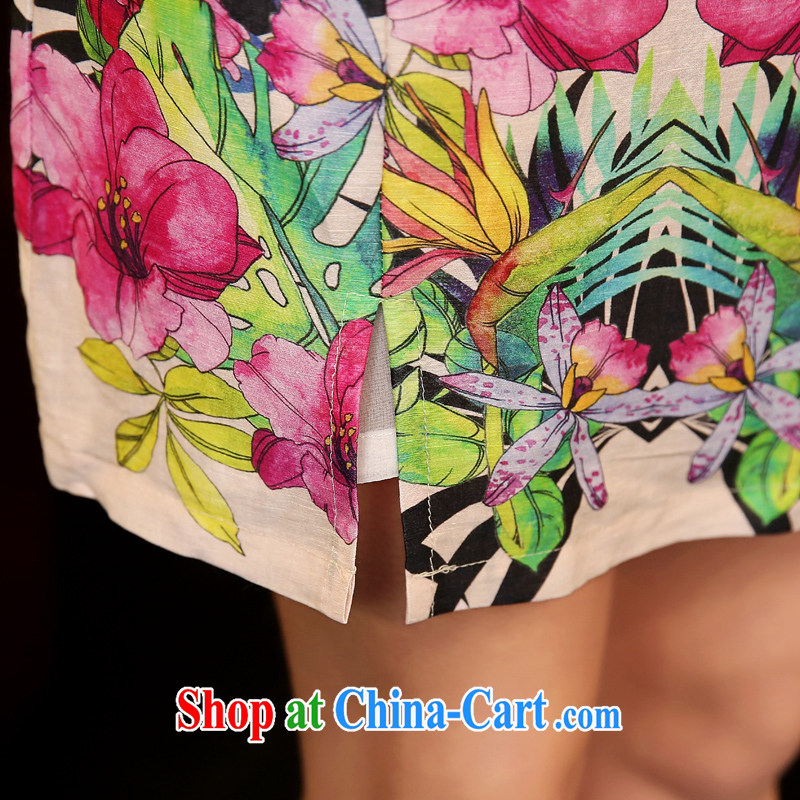 According to Xin Yuan 2015 summer new silk dress short-sleeve sauna silk high-end antique paintings beauty stamp sauna Silk Cheongsam spring flowers XL, Xin, YXA), shopping on the Internet