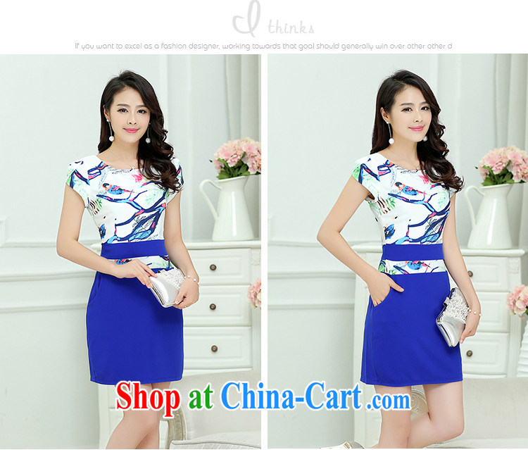 Alice Park 2015 summer new, larger female retro improved cheongsam dress stamp beauty graphics thin package and skirt A field skirt dresses blue XXXL pictures, price, brand platters! Elections are good character, the national distribution, so why buy now enjoy more preferential! Health