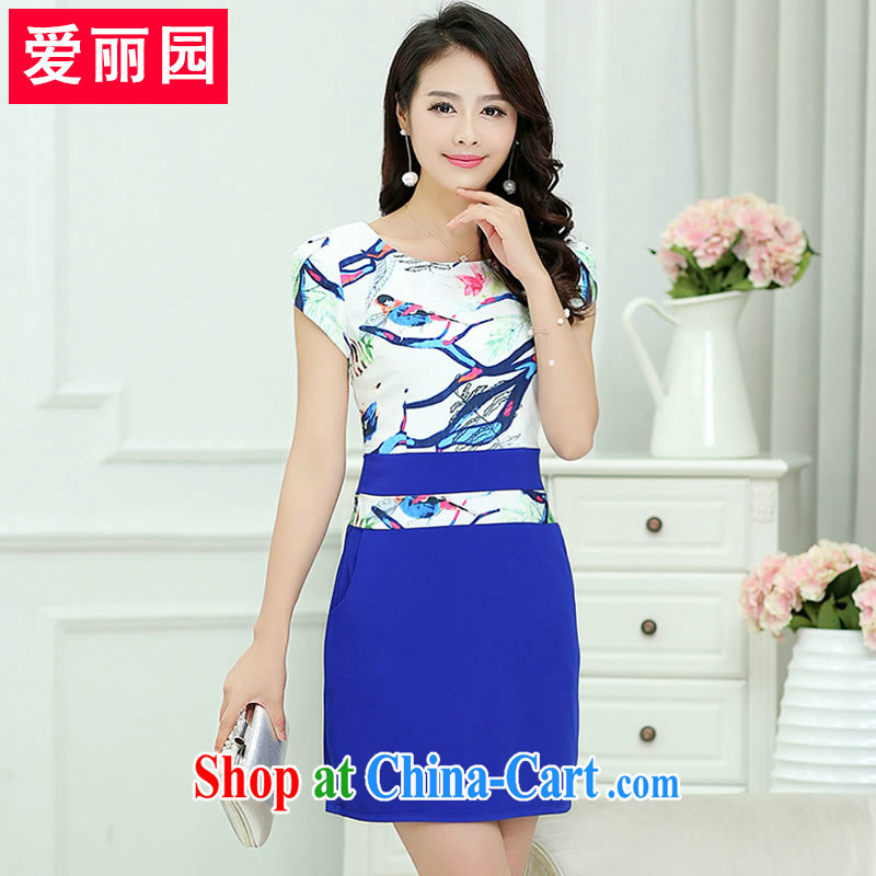 Alice Park 2015 summer new, large, female retro improved cheongsam dress stamp beauty graphics thin package and skirt A field skirt dresses blue XXXL, Alice Park (aliyuan), online shopping