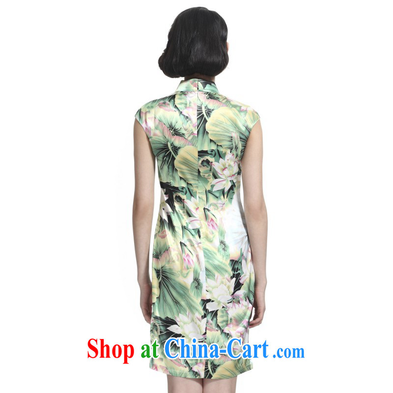 Wood is really an improved cheongsam dress 2015 new summer graphics thin beauty Lotus retro dresses 01,097 19 green leaf powder take XXXL, wood really has, online shopping