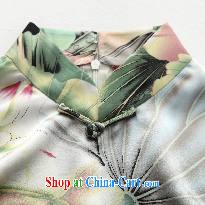 Wood is really an improved cheongsam dress 2015 new summer graphics thin beauty Lotus retro dresses 01,097 19 green leaf powder take XXXL, wood really has, online shopping