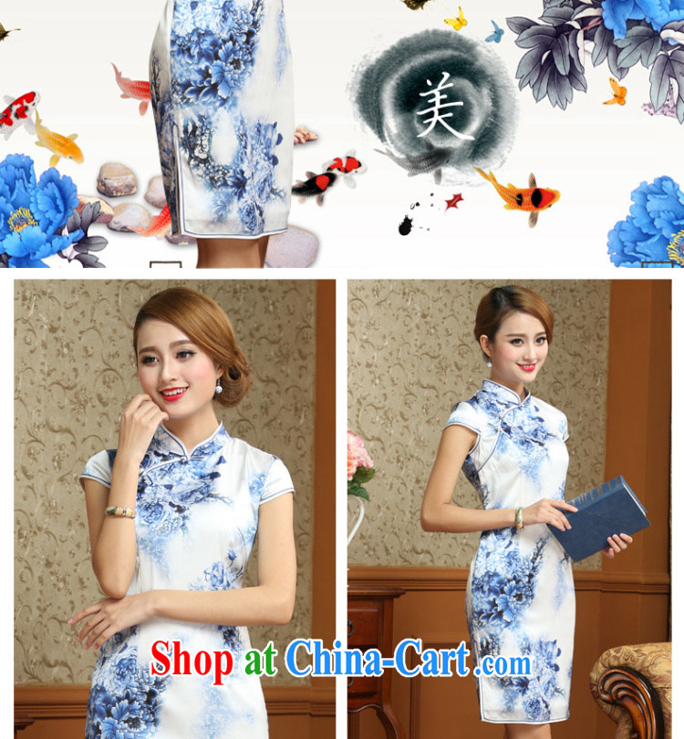 Shallow end, high-end heavy Silk Cheongsam dress 2015 summer sauna silk old Shanghai qipao dresses AQE 010 blue and white porcelain XXXL pictures, price, brand platters! Elections are good character, the national distribution, so why buy now enjoy more preferential! Health