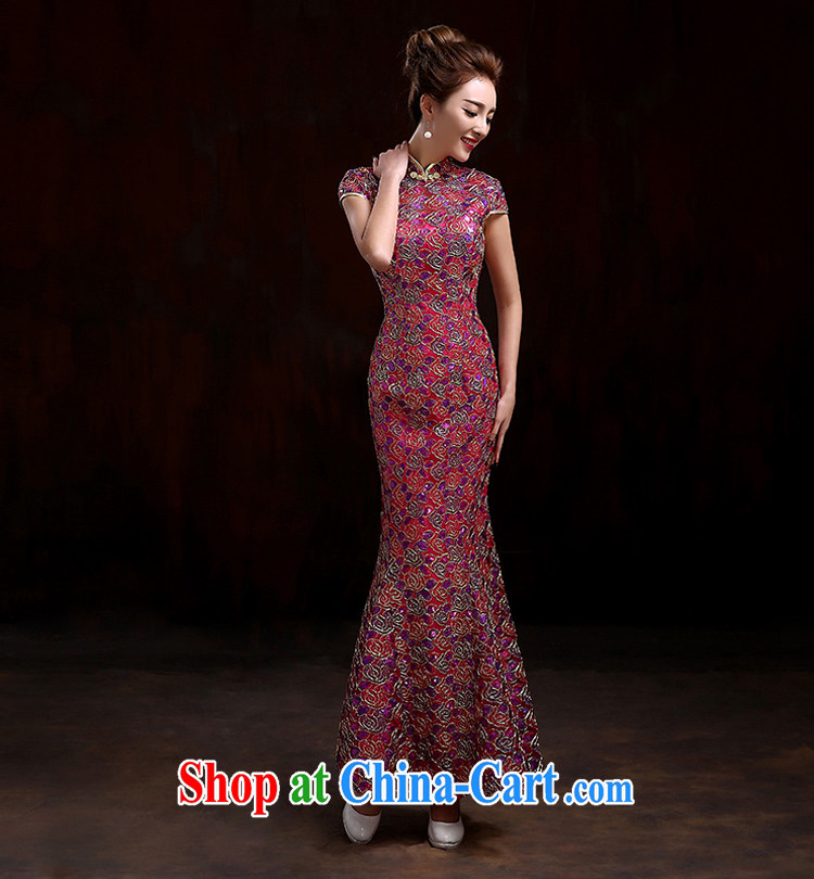 Pure bamboo yarn love 2015 new better red bridal wedding dresses dress long evening dress evening dress toast serving New lace crowsfoot cheongsam beauty of red XXL pictures, price, brand platters! Elections are good character, the national distribution, so why buy now enjoy more preferential! Health