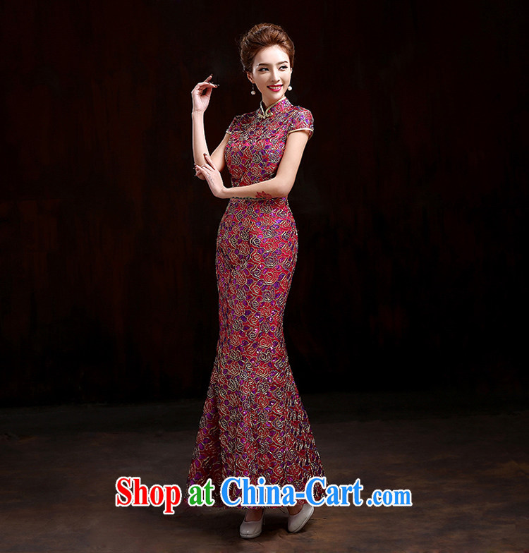 Pure bamboo yarn love 2015 new better red bridal wedding dresses dress long evening dress evening dress toast serving New lace crowsfoot cheongsam beauty of red XXL pictures, price, brand platters! Elections are good character, the national distribution, so why buy now enjoy more preferential! Health