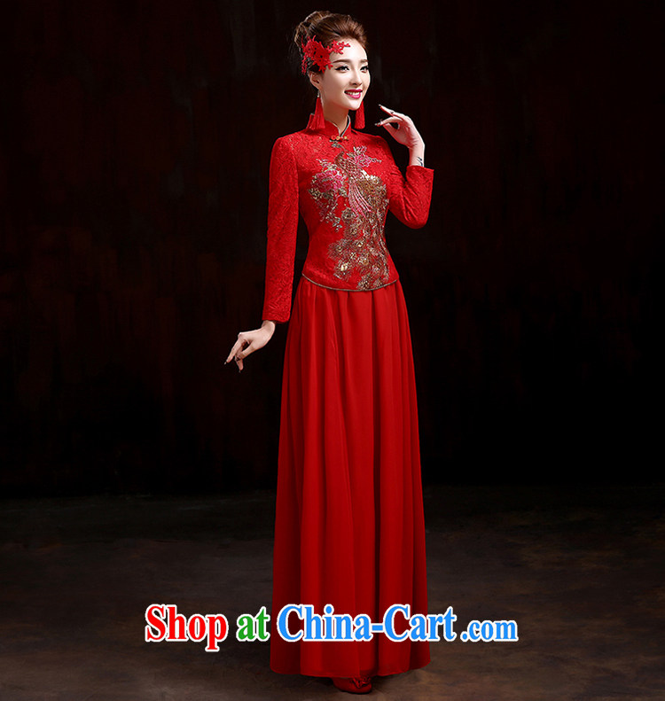 Pure bamboo love yarn-su Wo service 2015 new high-end bridal wedding dresses retro toast service kit spring dresses long Chinese Embroidery cheongsam red XXXL pictures, price, brand platters! Elections are good character, the national distribution, so why buy now enjoy more preferential! Health