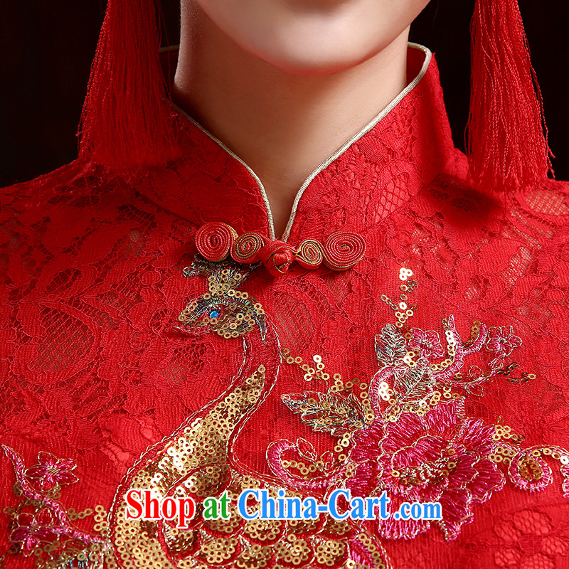 Pure bamboo love yarn-su Wo service 2015 new high-end bridal wedding dresses retro toast service kit spring dresses long, Chinese Embroidery cheongsam red XXXL, pure bamboo love yarn, shopping on the Internet
