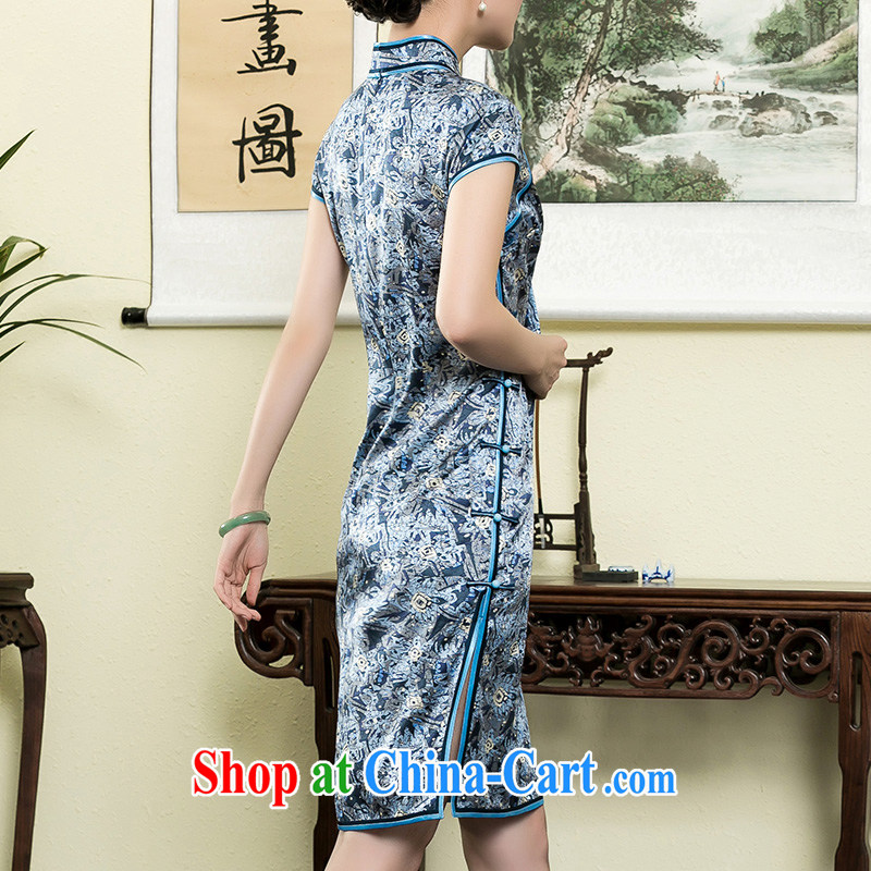 Yin Yue seal 2015 heavy silk stamp short cheongsam daily improved elegance floral, dresses picture color L seal, Yin Yue, shopping on the Internet