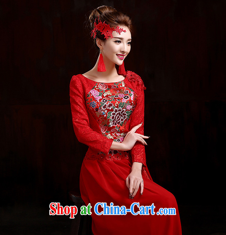 Spring bridal toast service 2015 New Red wedding dresses long-sleeved gown beauty and stylish wedding dresses improved cheongsam dress red XXXL pictures, price, brand platters! Elections are good character, the national distribution, so why buy now enjoy more preferential! Health