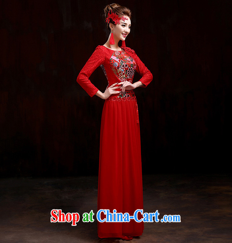 Spring bridal toast service 2015 New Red wedding dresses long-sleeved gown beauty and stylish wedding dresses improved cheongsam dress red XXXL pictures, price, brand platters! Elections are good character, the national distribution, so why buy now enjoy more preferential! Health