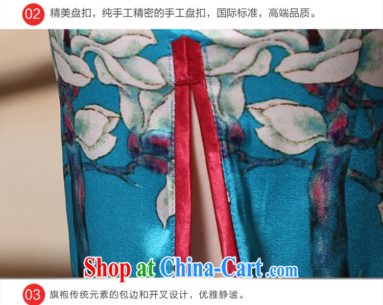 pro-am 2015 new daily improved stylish short, short-sleeved, heavy sauna silk Silk Cheongsam dress blue 3 XL pictures, price, brand platters! Elections are good character, the national distribution, so why buy now enjoy more preferential! Health