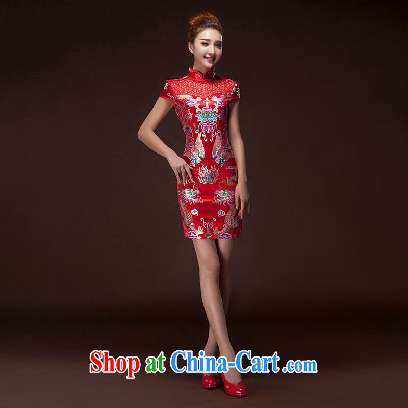 White first to approximately 2015 Lace Embroidery cheongsam dress married Chinese brides with new, improved dress retro toast clothing female Red XL, white first about, and shopping on the Internet