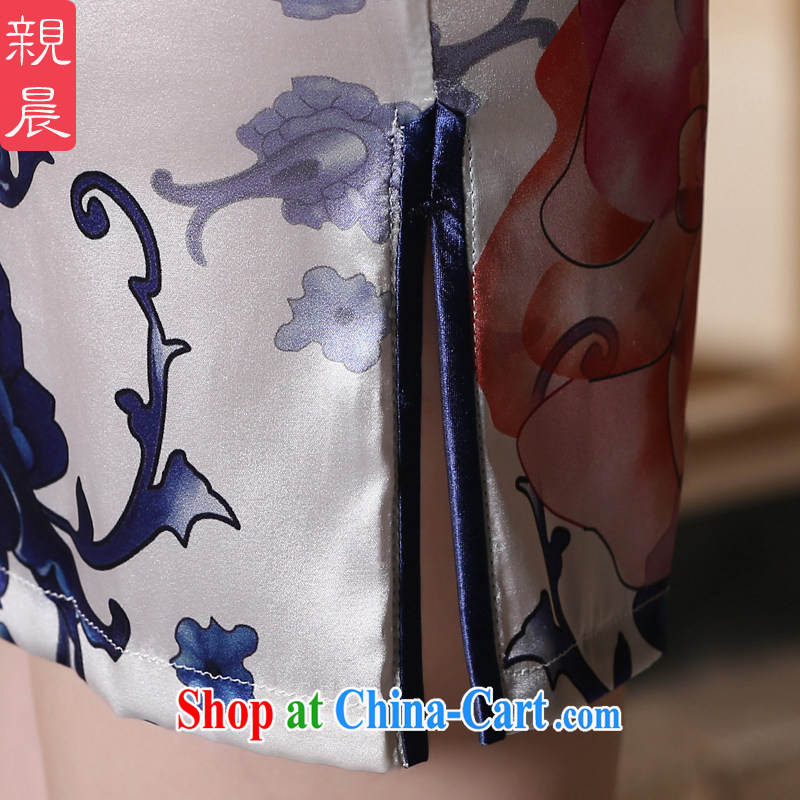 pro-am 2015 new daily summer, improved stylish short, heavy silk sauna Silk Cheongsam dress short 3 XL, pro-am, shopping on the Internet