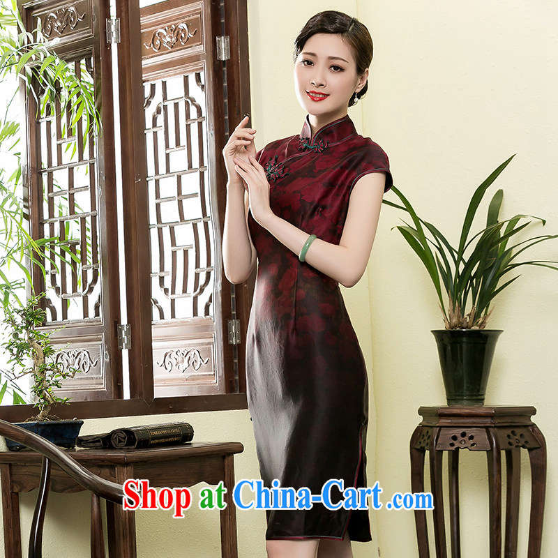 Yin Yue NARS summer 2015 high-end scent cloud yarn, long dresses retro improved middle-aged daily Silk Cheongsam dress picture color XXXL seal, Yin Yue, shopping on the Internet