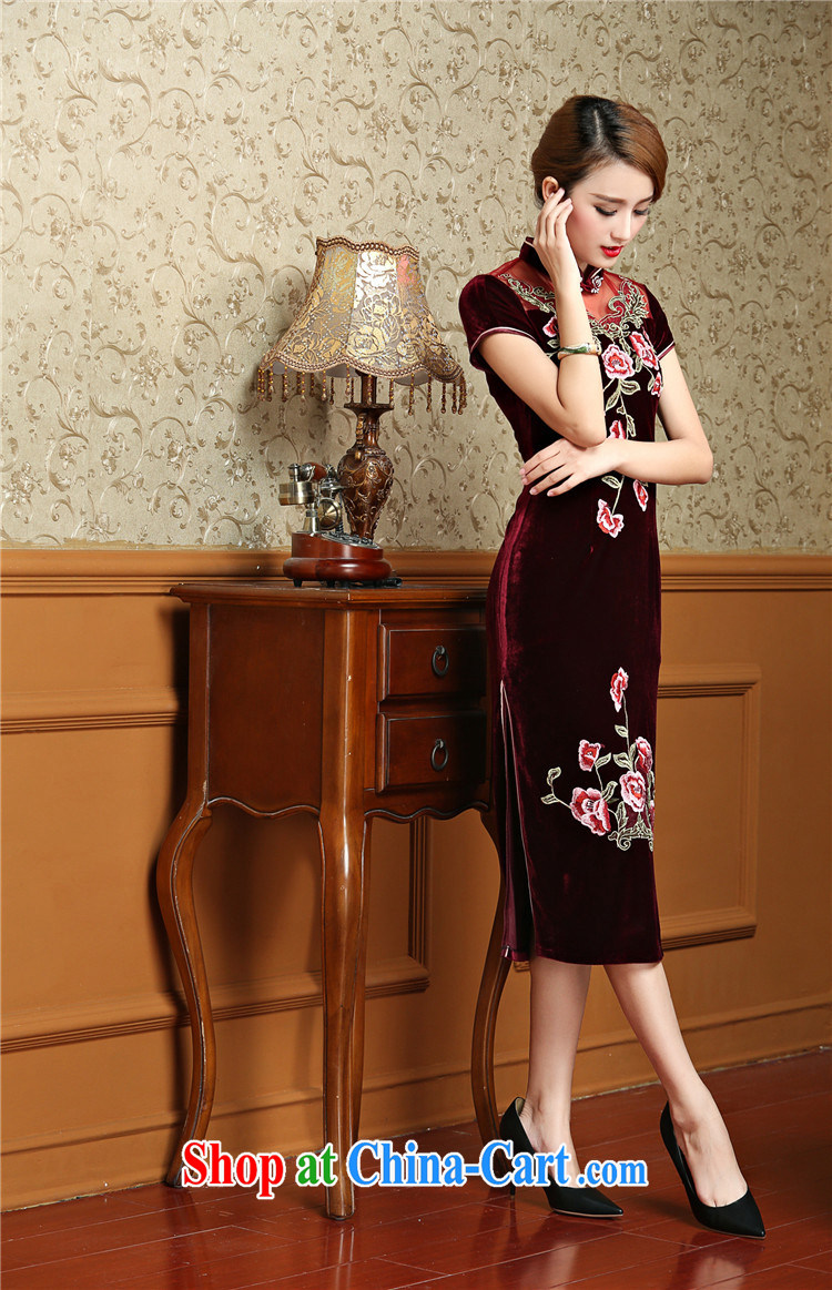 Very high end gold velour cheongsam dress, long, short-sleeved wedding dress retro toast AQE serving 025 wine red XXXL pictures, price, brand platters! Elections are good character, the national distribution, so why buy now enjoy more preferential! Health