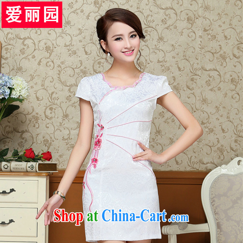 Alice Park 2015 summer new female dress improved version modern short-day dresses beauty-waist embroidery package and light blue L, Alice Park (aliyuan), online shopping